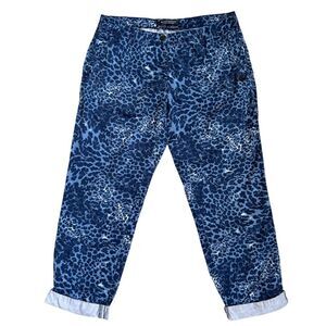 Maison Scotch Blue Leopard Print Cuffed Pants Size 25